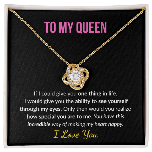 Love Knot Necklace for Wife, Girlfriend, Fiancé – "To My Queen" Romantic Gift