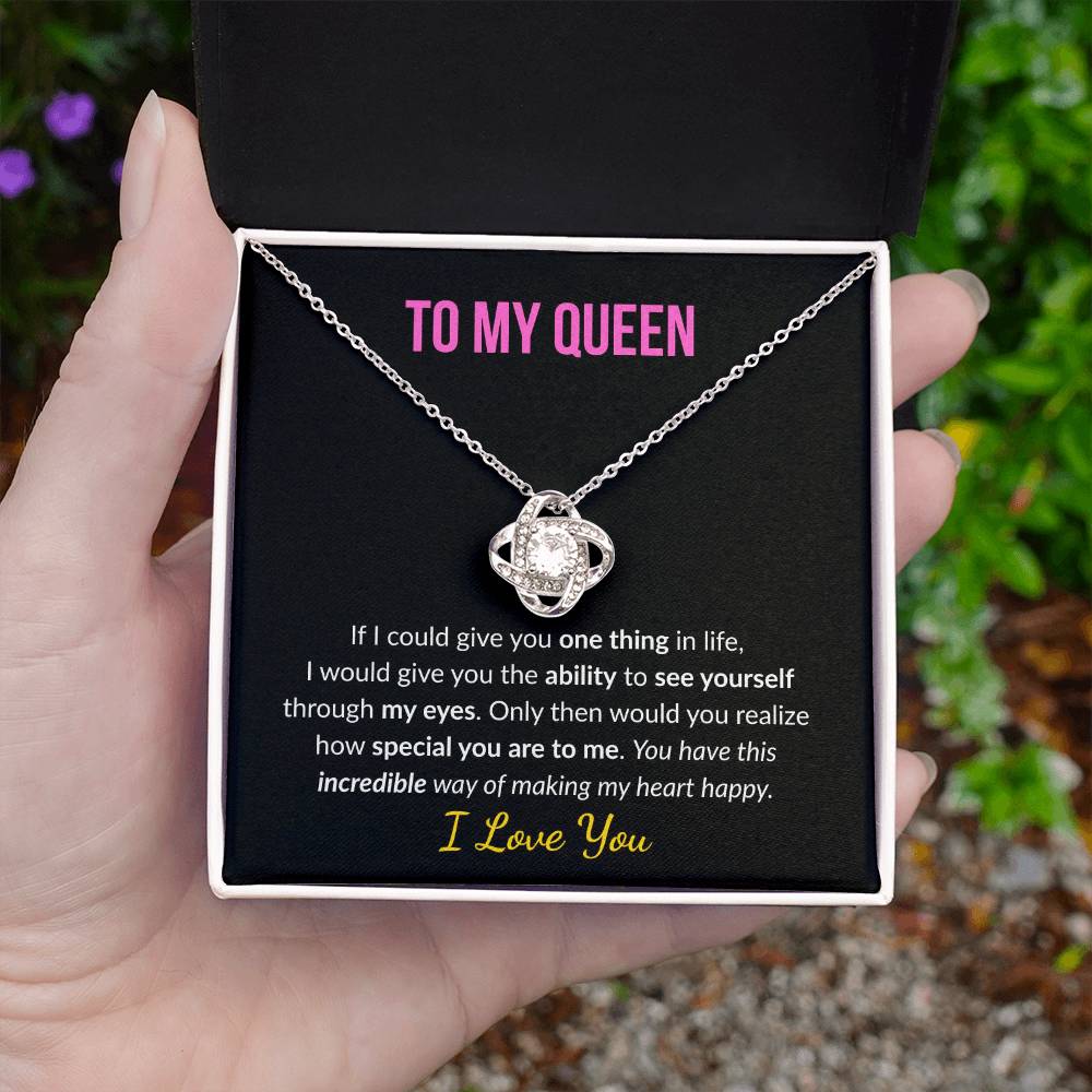 Love Knot Necklace for Wife, Girlfriend, Fiancé – "To My Queen" Romantic Gift