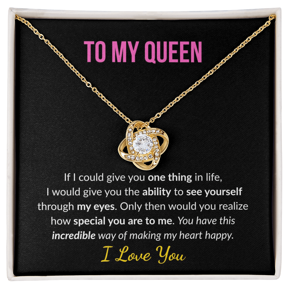 Love Knot Necklace for Wife, Girlfriend, Fiancé – "To My Queen" Romantic Gift