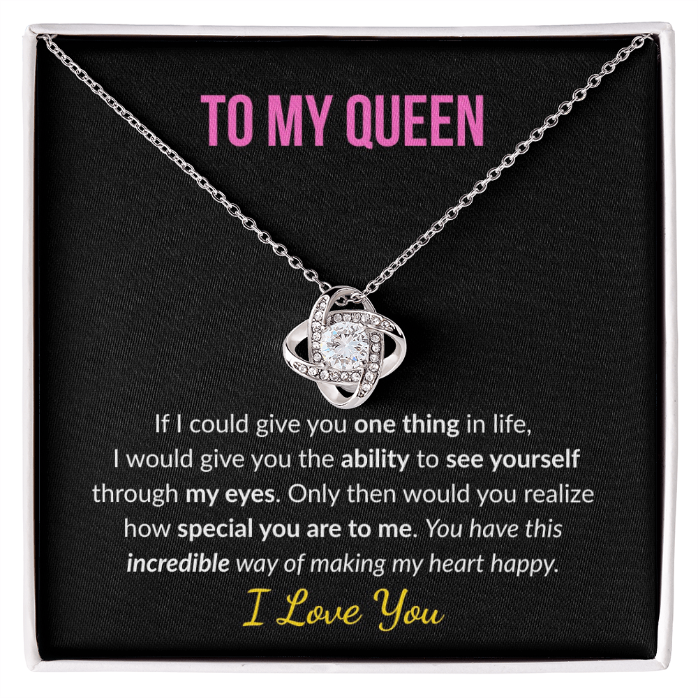 Love Knot Necklace for Wife, Girlfriend, Fiancé – "To My Queen" Romantic Gift
