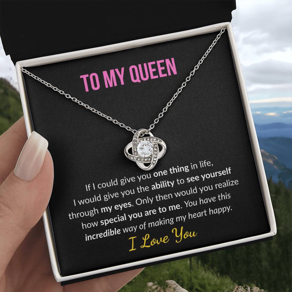 Love Knot Necklace for Wife, Girlfriend, Fiancé – "To My Queen" Romantic Gift