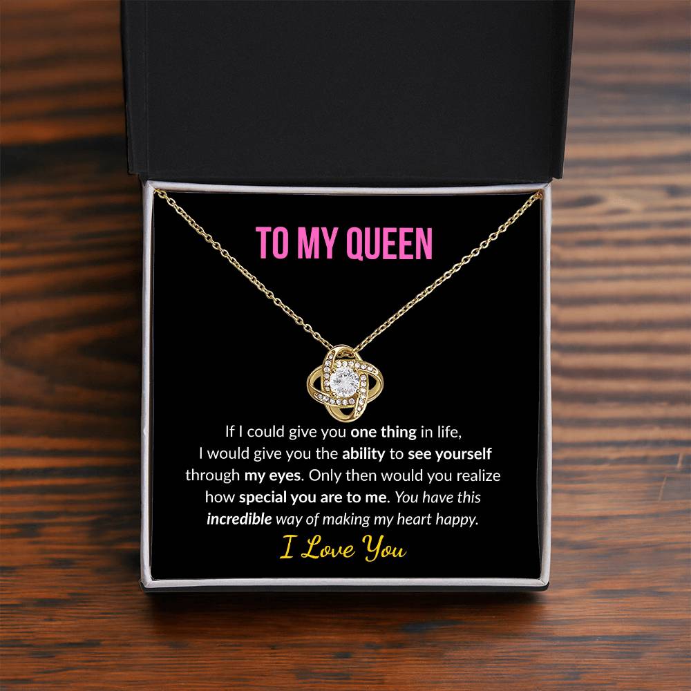 Love Knot Necklace for Wife, Girlfriend, Fiancé – "To My Queen" Romantic Gift