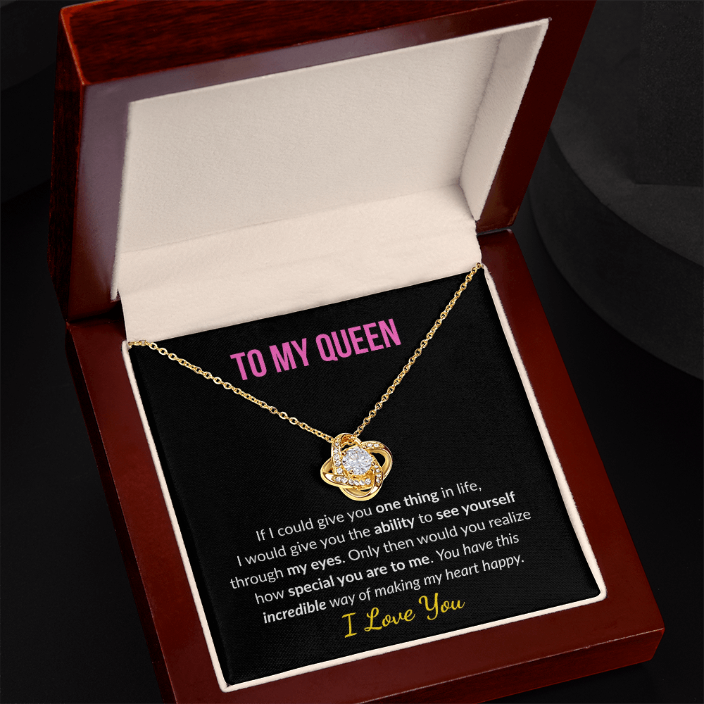 Love Knot Necklace for Wife, Girlfriend, Fiancé – "To My Queen" Romantic Gift