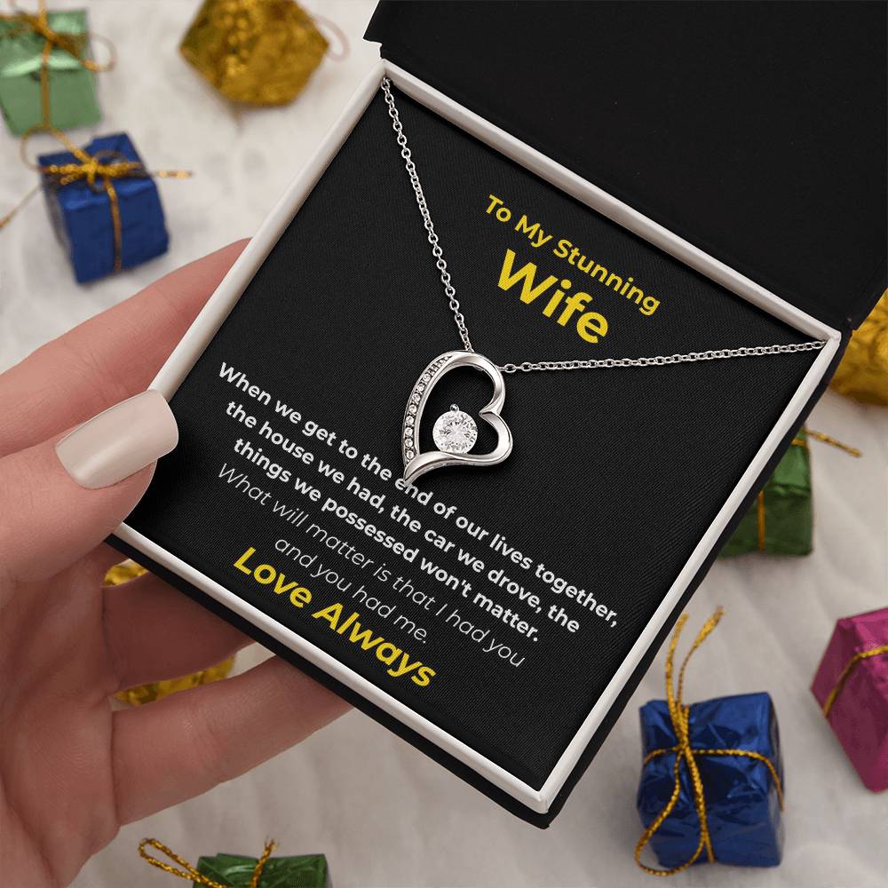 Heart Necklace for Wife – "To My Stunning Wife" Romantic Gift from Husband